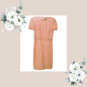 Vince Camuto Elegant Lace Dress in Light Pink/Peach